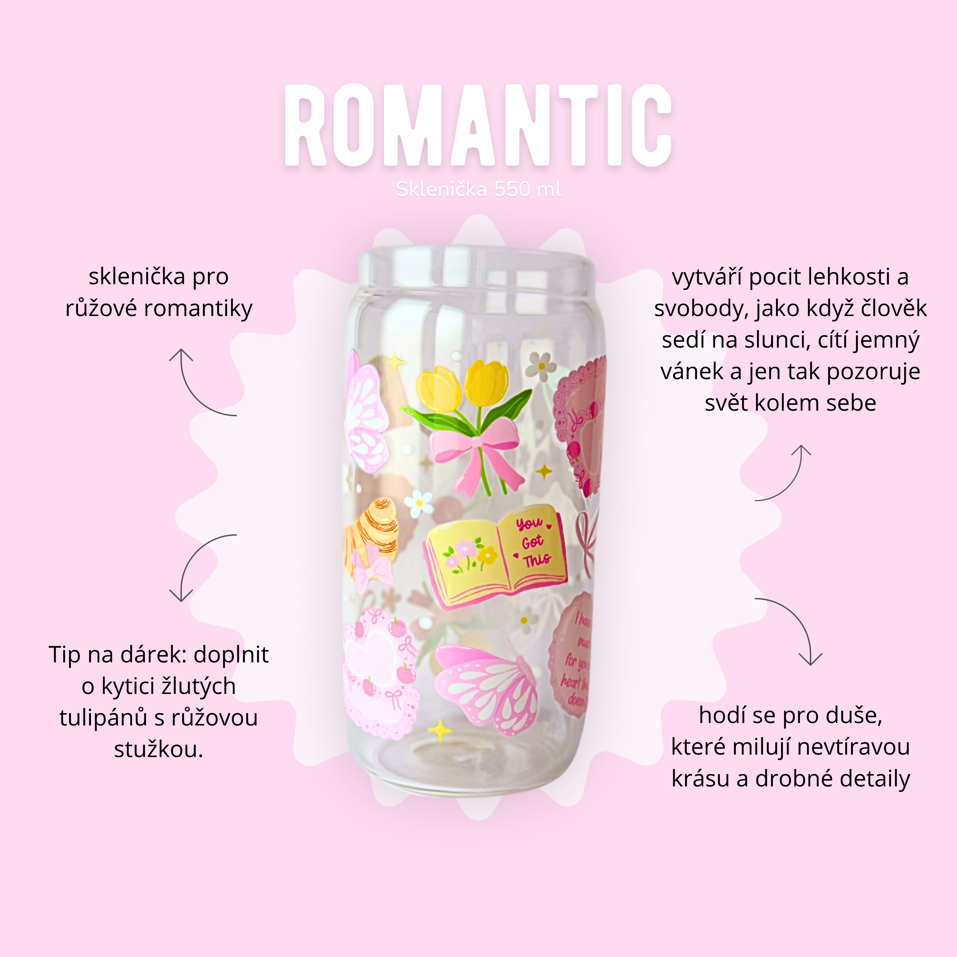 Sklenička 550 ml - romantic