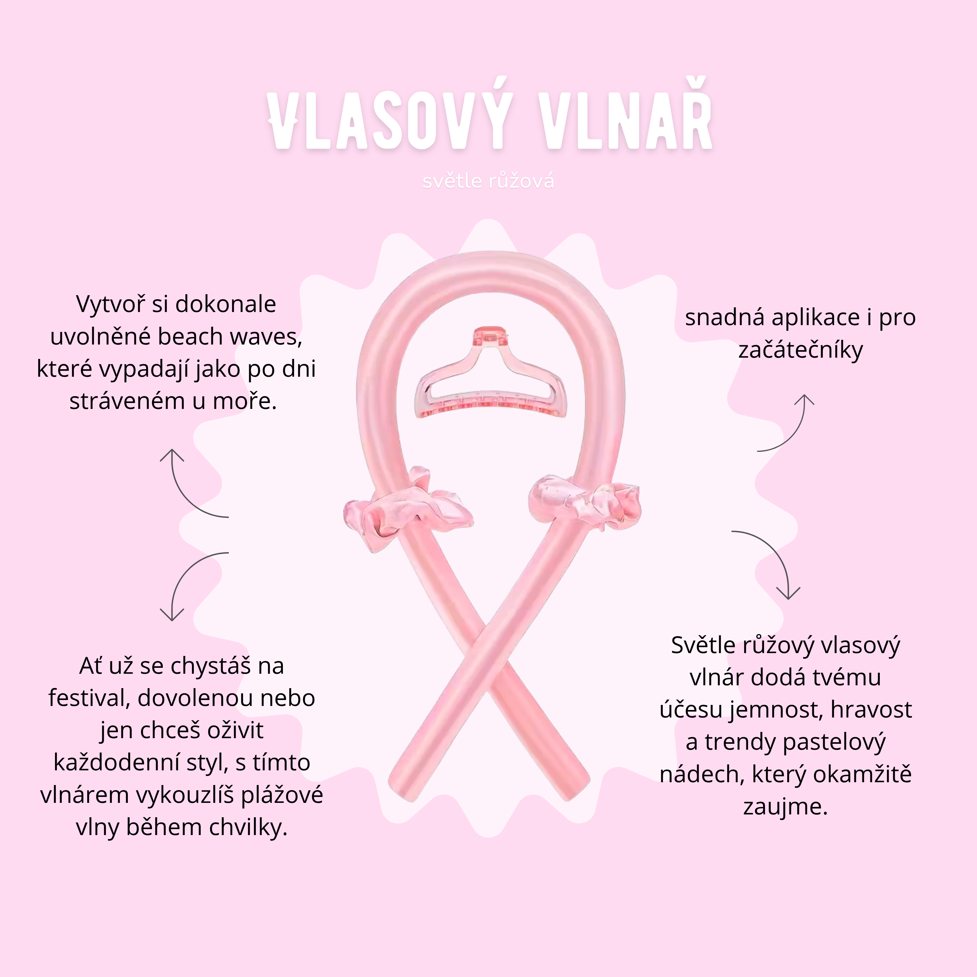 Vlasový vlnař - světle růžová