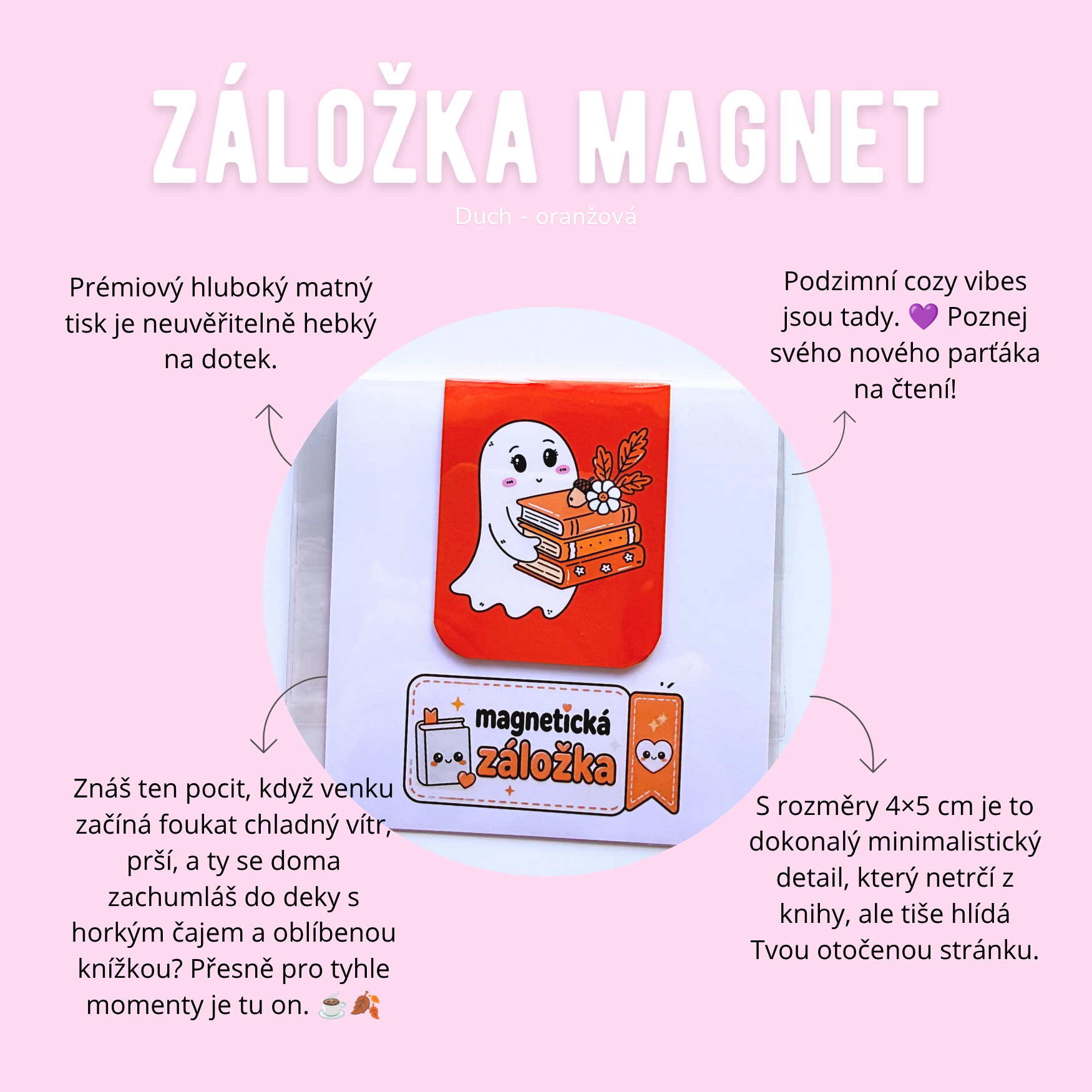 Magnetická záložka Ghost oranžová 4*5cm
