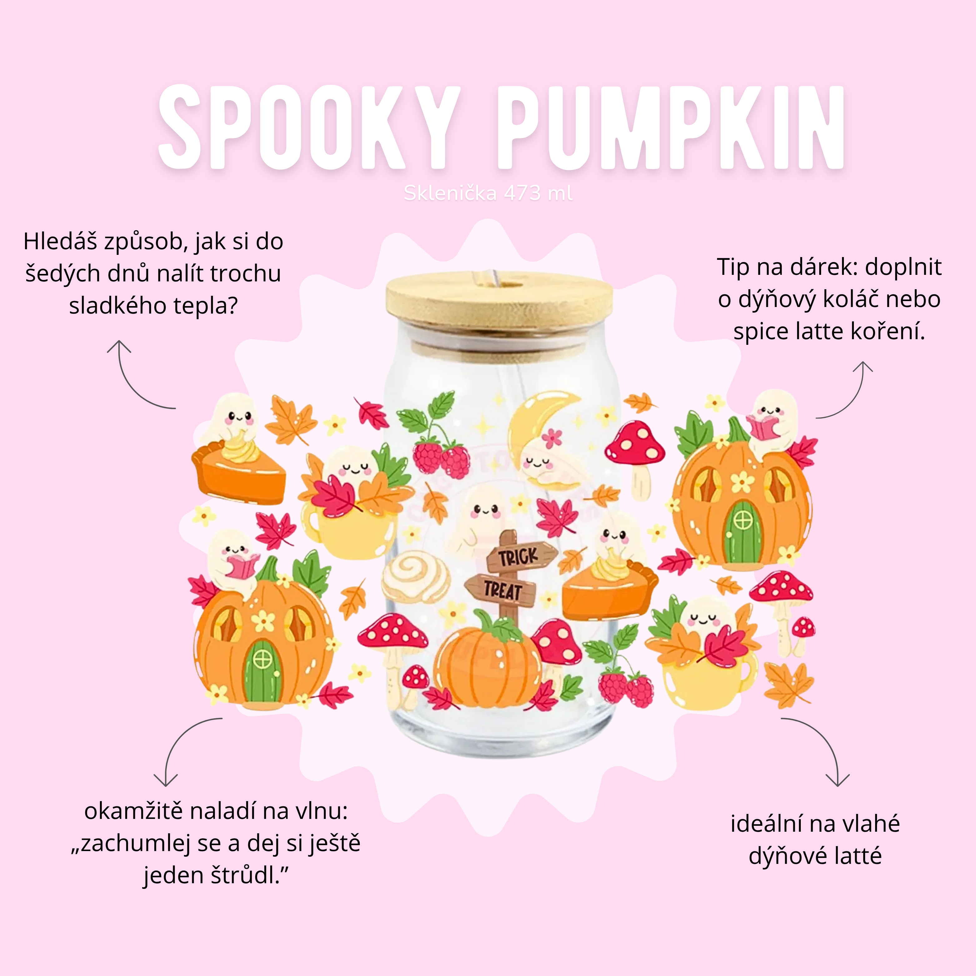 Sklenička 473 ml - spooky pumpkin