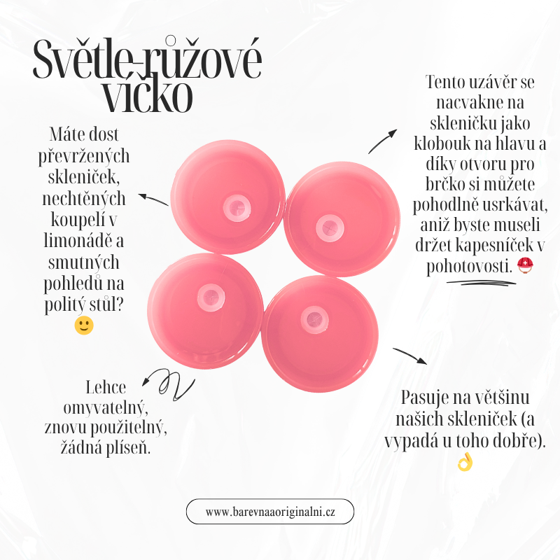 Světle-růžové víčko (ke skleničce 550 ml)