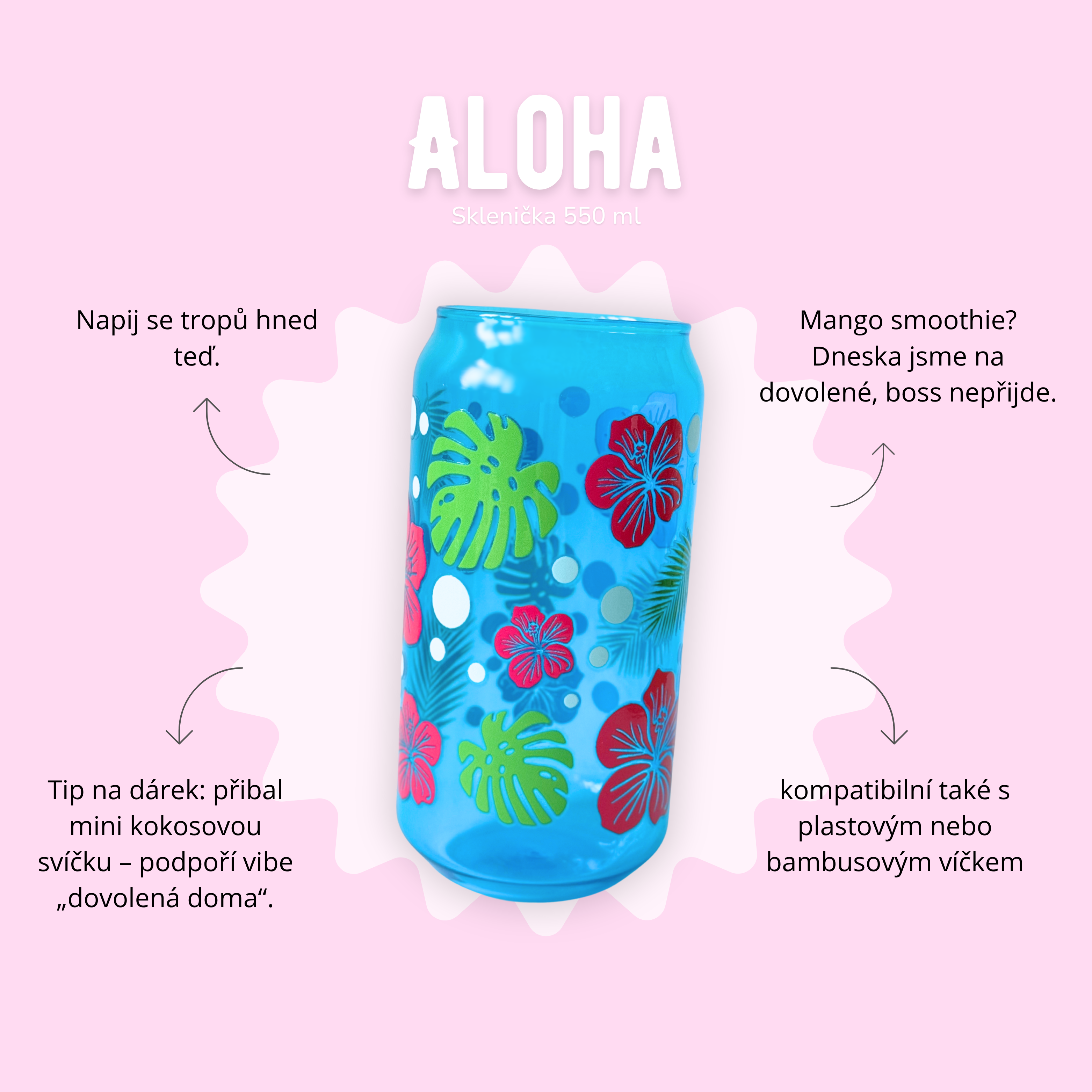 Sklenička 550 ml modrá - Aloha