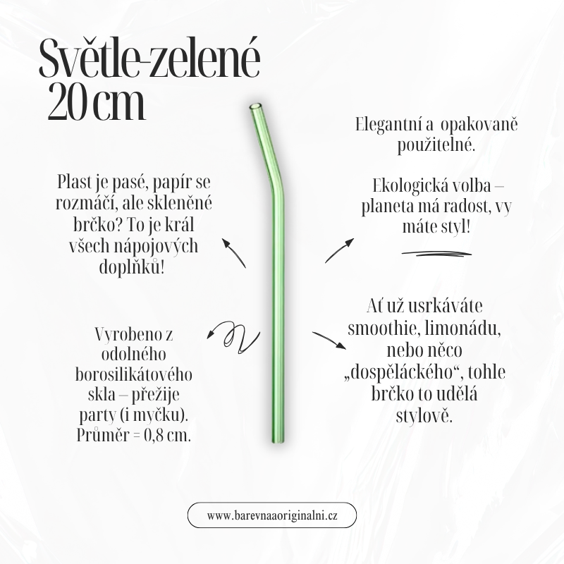 Zahnuté brčko 20 cm - sv. zelené