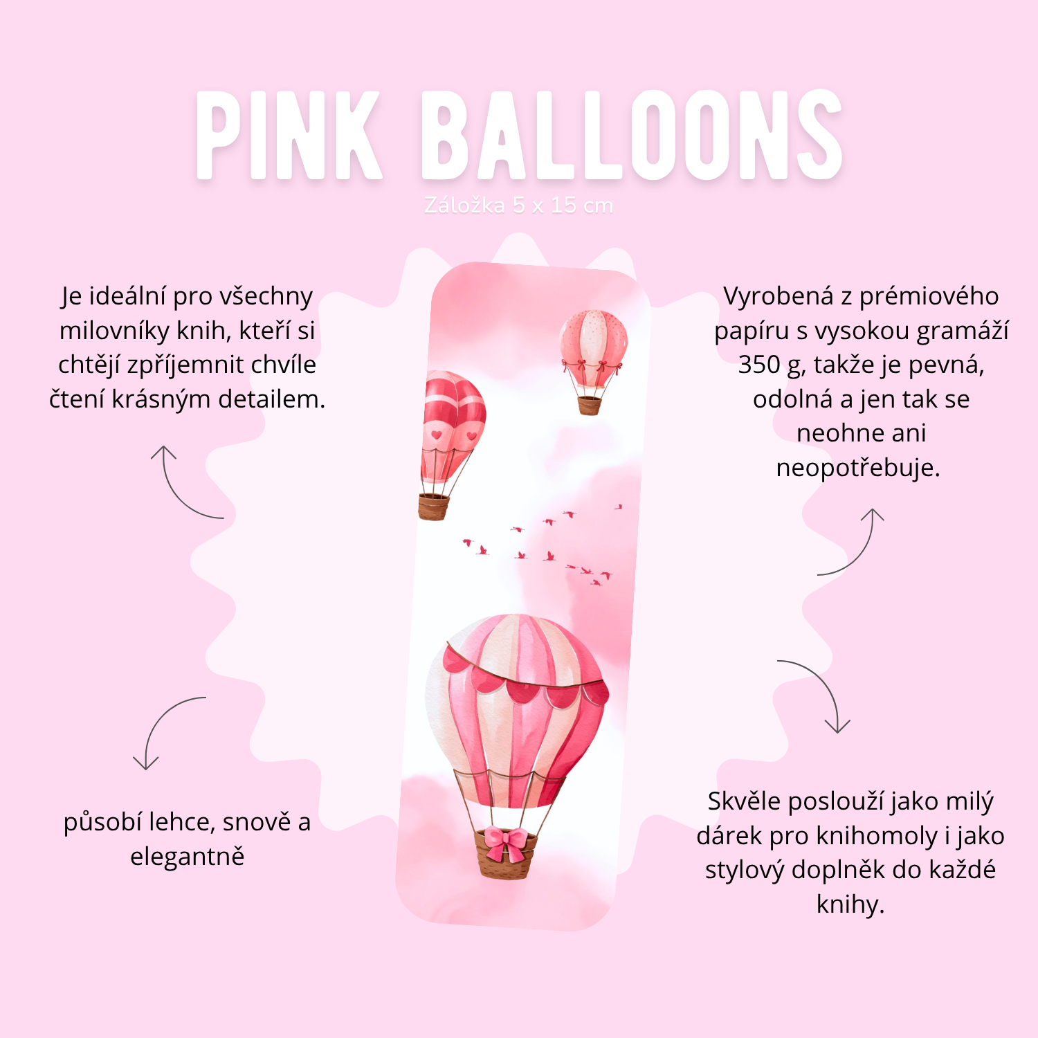 Záložka - pink balloons