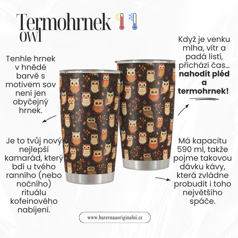 Termohrnek 590 ml - owl