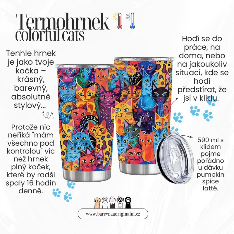 Termohrnek 590 ml - colorful cats