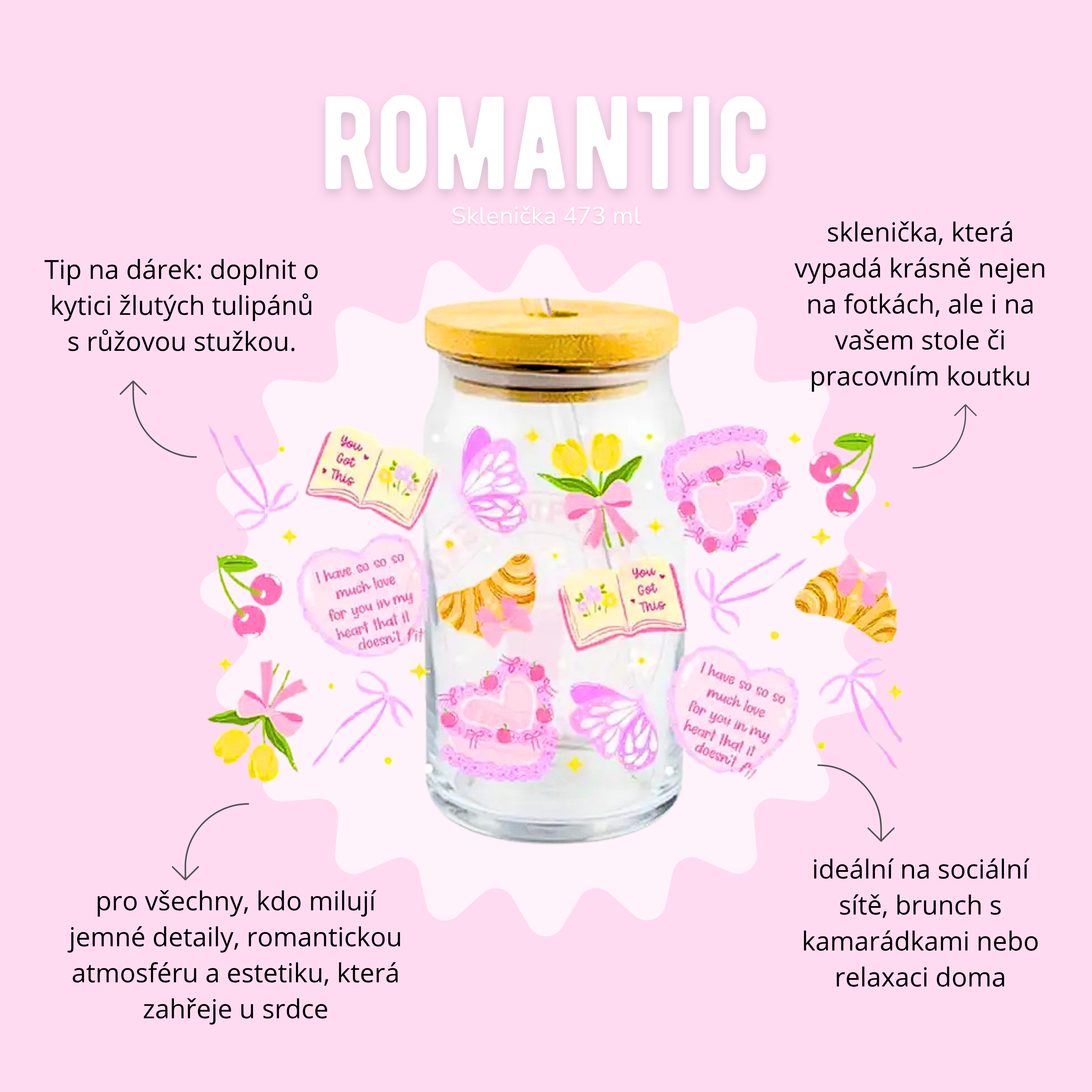 Sklenička 473 ml - romantic