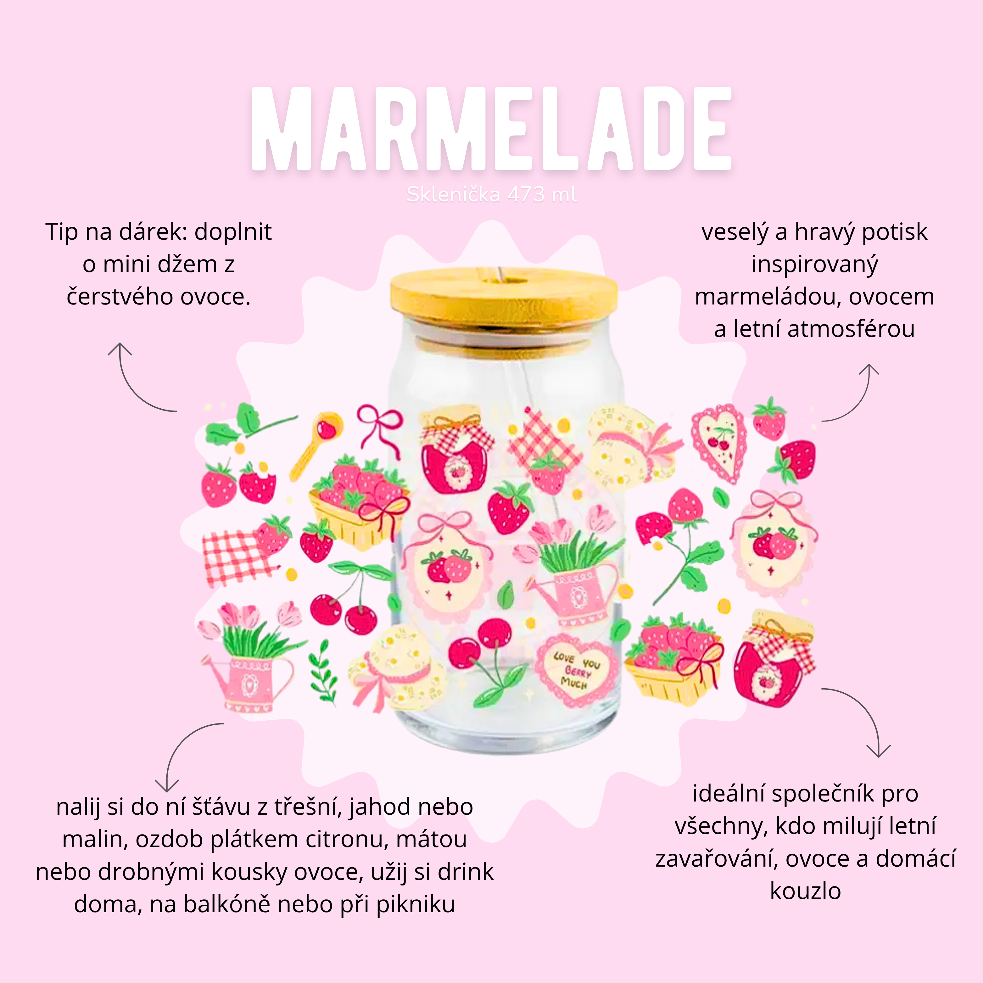 Sklenička 473 ml - marmelade