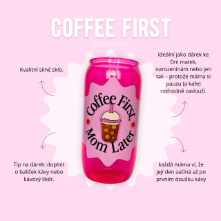 Sklenička 550 ml růžová - Coffee first