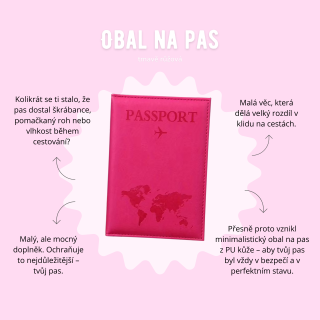 Obal na pas - tmavě růžová