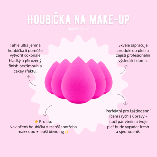 Houbička na make-up - tmavě růžová