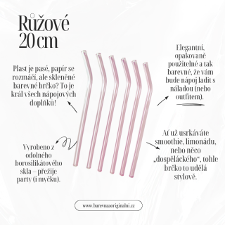 Zahnuté brčko 20 cm - růžové