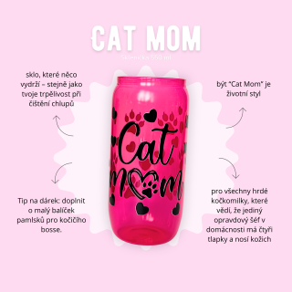 Sklenička 550 ml růžová - Cat mom