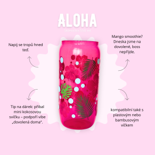 Sklenička 550 ml růžová - Aloha