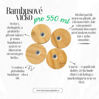 Bambusové víčko s vložkou (ke skleničce 550 ml)