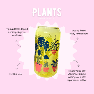 Sklenička 550 ml žlutá - Plants