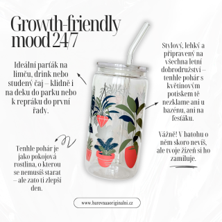 Pohár transparentní 550 ml - Plants