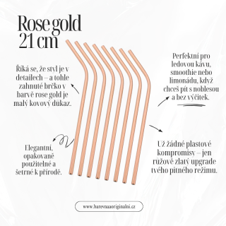 Zahnuté brčko 21 cm - nerez rose gold