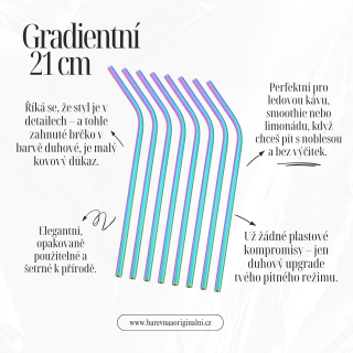 Zahnuté brčko 21 cm - nerez duhové