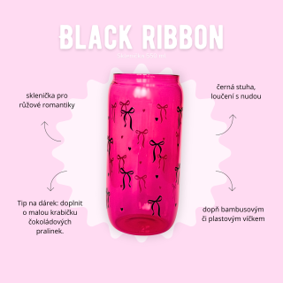 Sklenička 550 ml růžová - Black ribbon